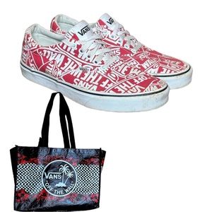 Vans Red and White Lace Up Shoes Size 8 Vans Tote Free with Purchase